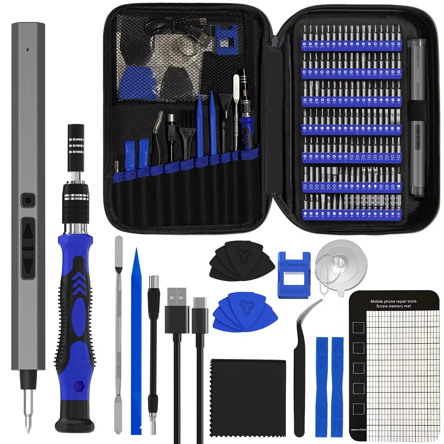 154 in 1 Precision Electric Screwdriver Set with 120 Magnetic Screw Driver Bits Cordless Type-C Professional Repair Tool Kit